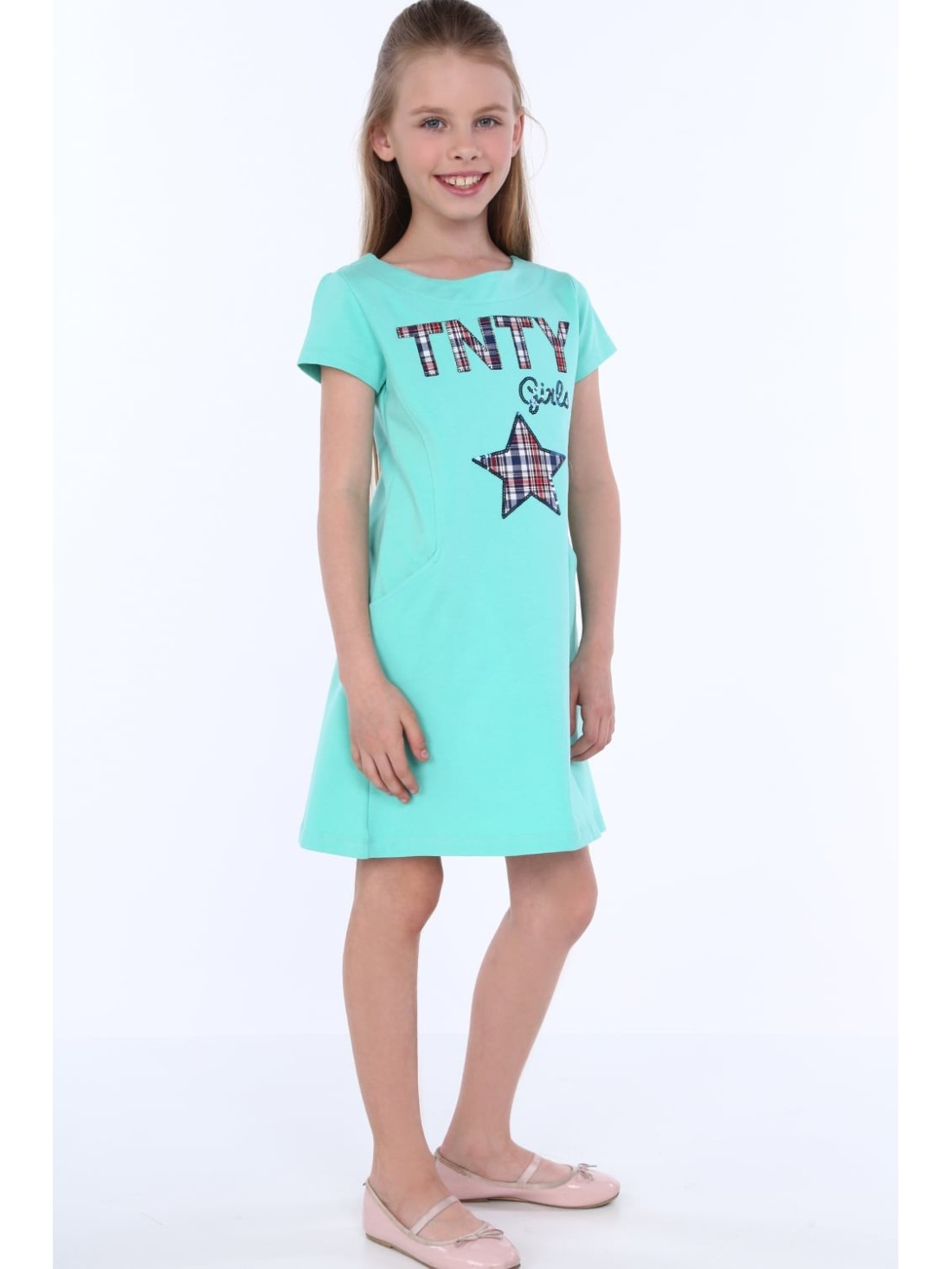 Rochie fete cu buzunare, menta inchisa NDZ8149 - Magazin online - Boutique